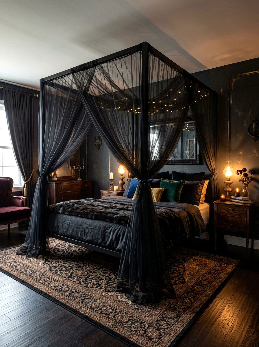 Dark Romantic Bedroom With Canopy - 30 dark romantic bedroom ideas