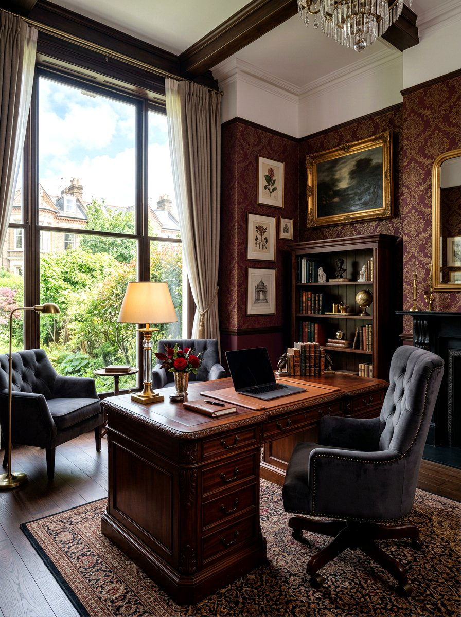 Dark Romantic Home Office - 30 dark romantic Halloween home ideas