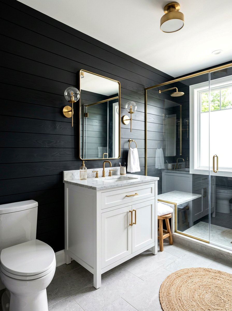 Dark Shiplap Bathroom - 30 moody bathroom ideas