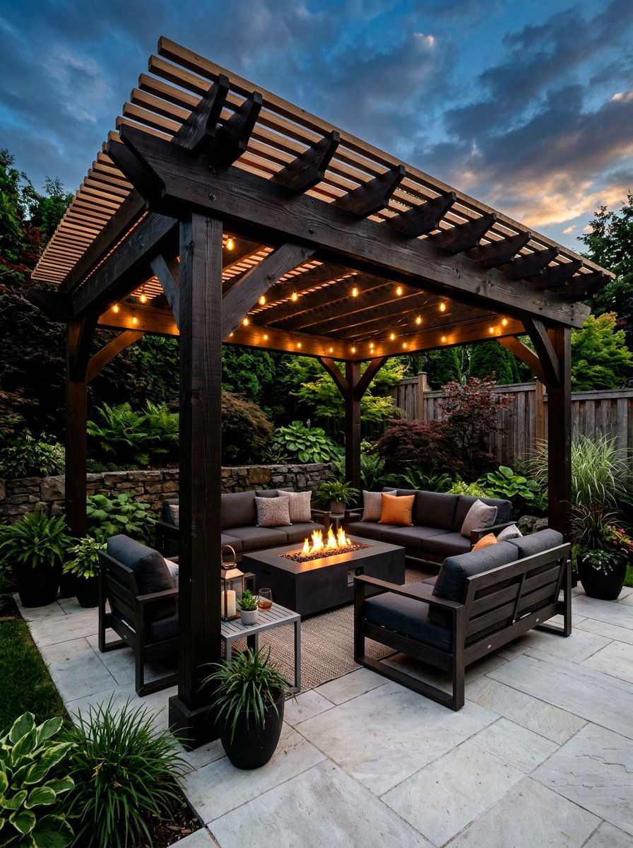 Dark Stained Cedar Pergola - 30 cedar pergola ideas