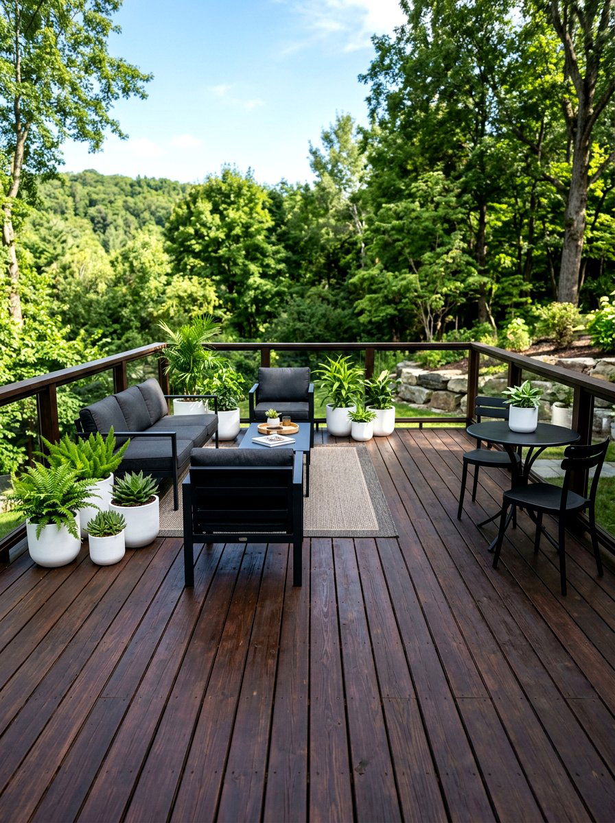 Dark Stained Wood Deck - 30 rustic deck ideas