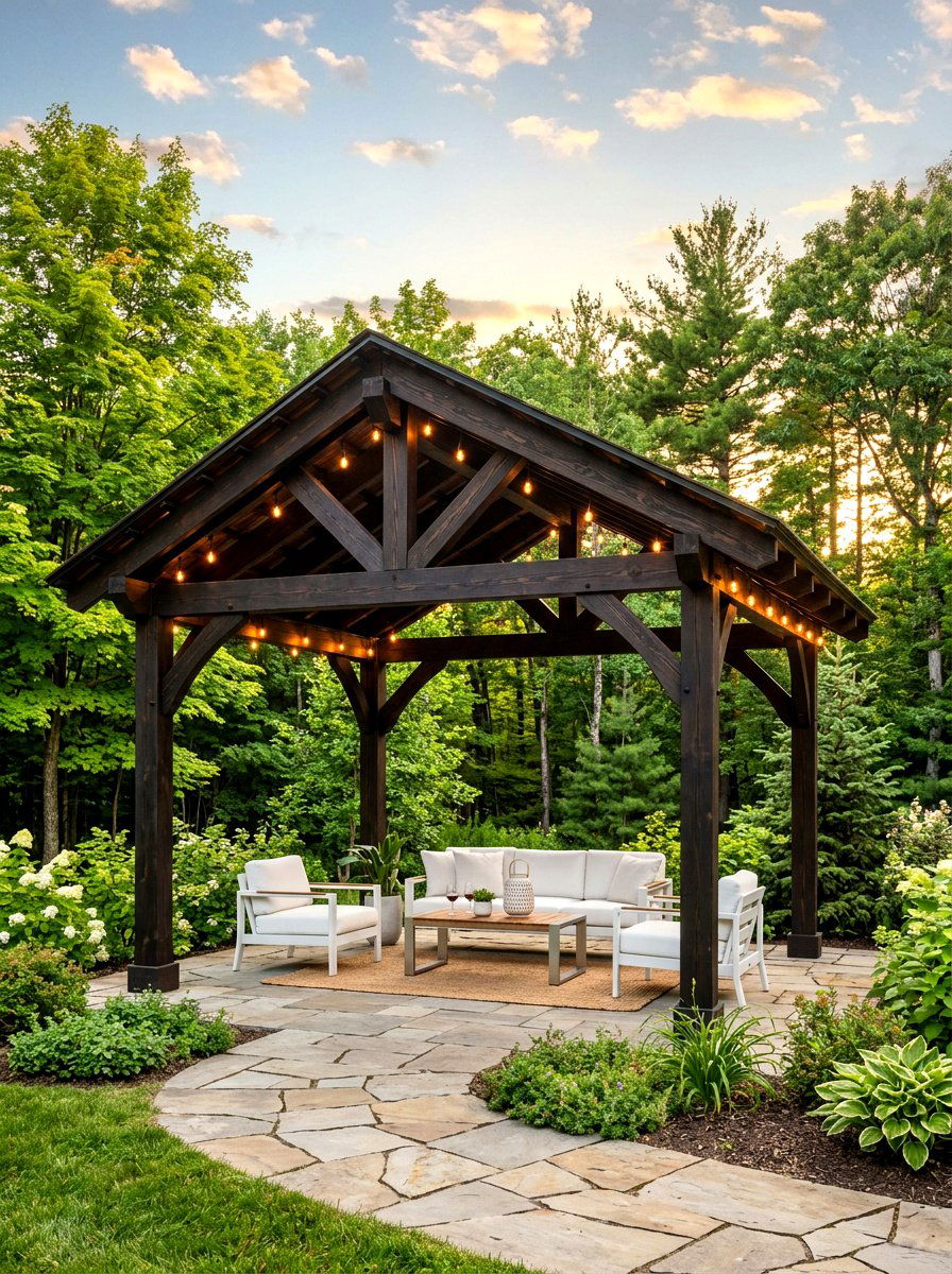 Dark Stained Wood Gazebo - 30 wooden gazebo ideas
