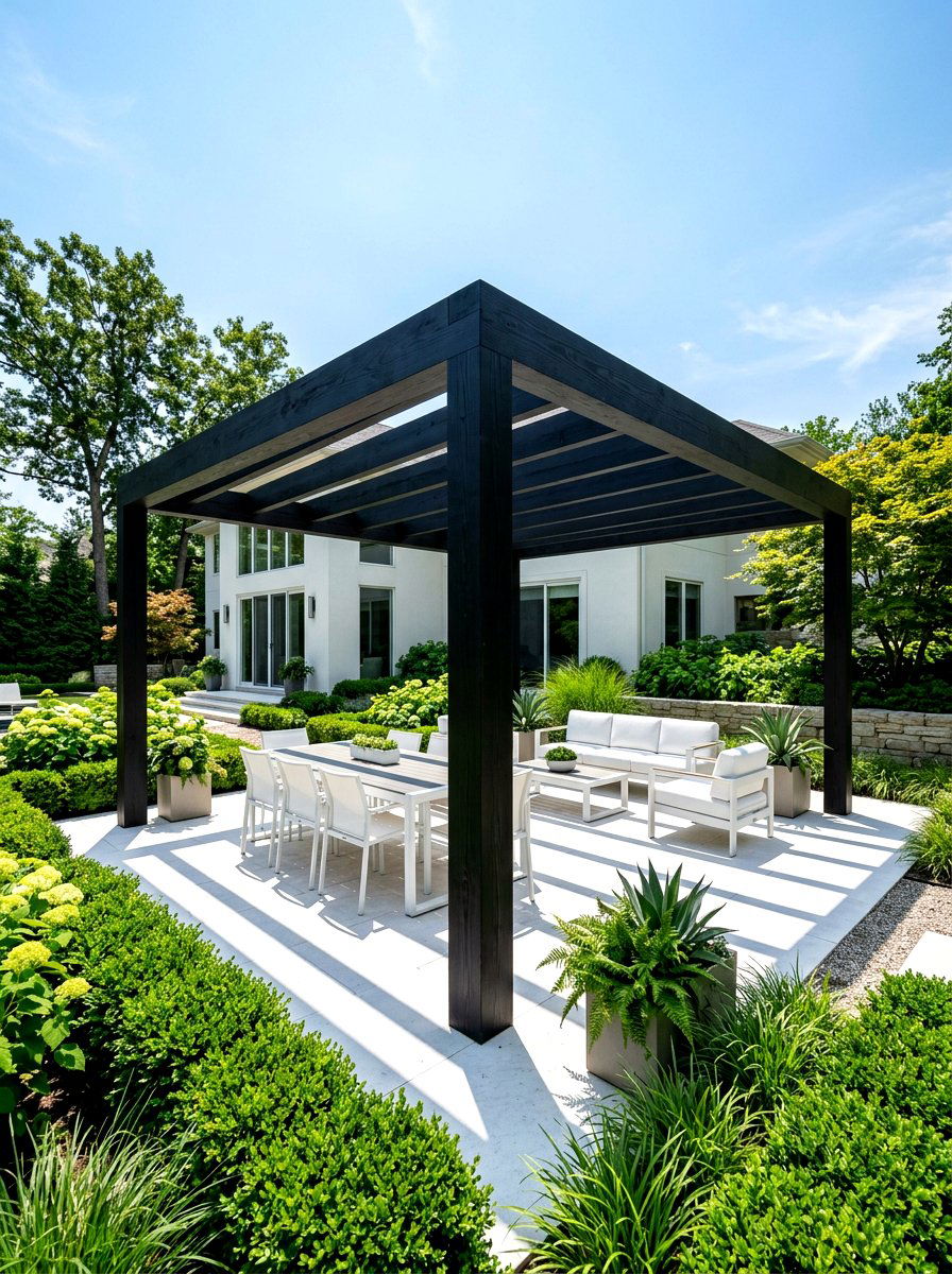 Dark Stained Wood Pergola - 30 wood patio cover ideas