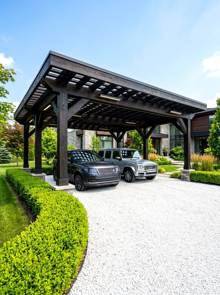 Dark Stained Wood Pergola Carport - 30 pergola carport ideas