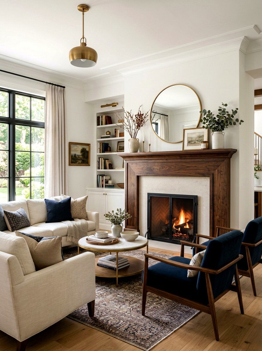 Dark Stained Wood - 30 fireplace mantel ideas