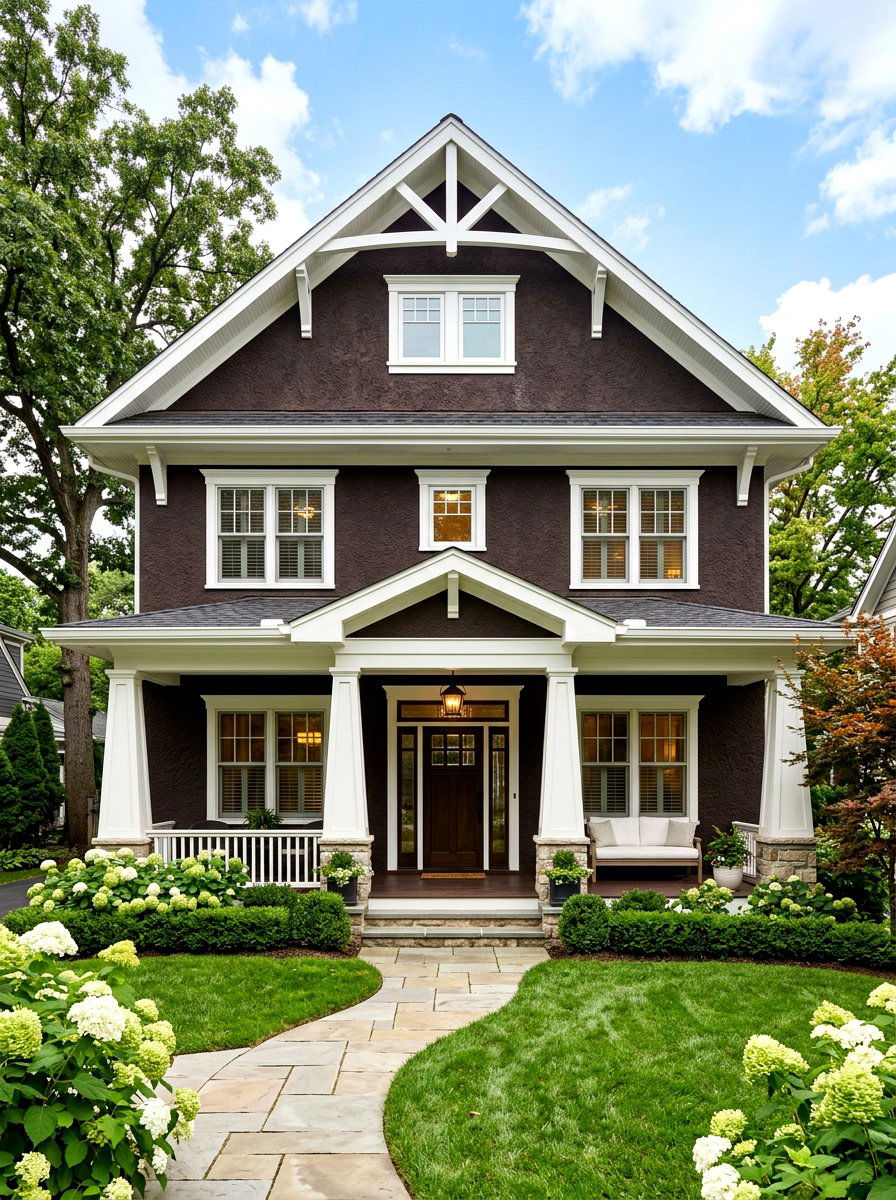 Dark Stucco With White Trim - 30 stucco house exterior ideas