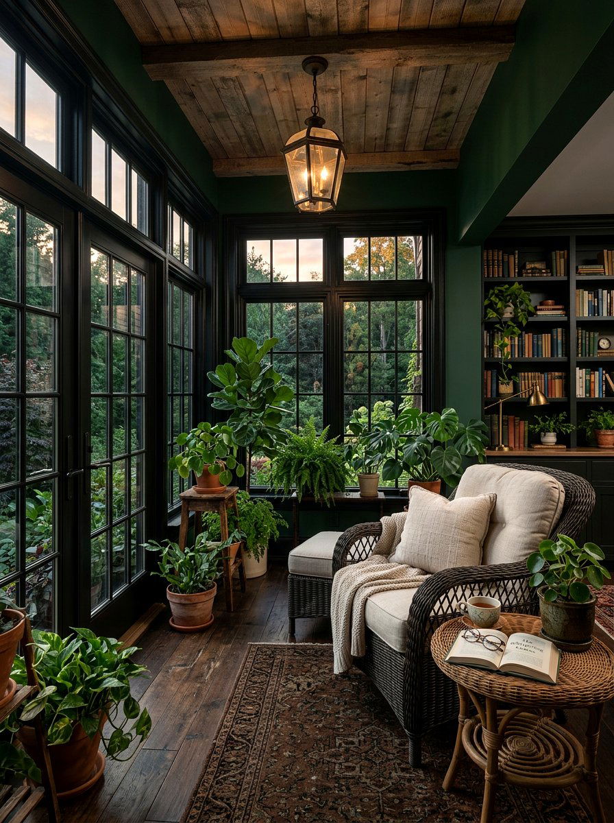 Dark Sunroom Reading Nook - 30 moody reader nook ideas