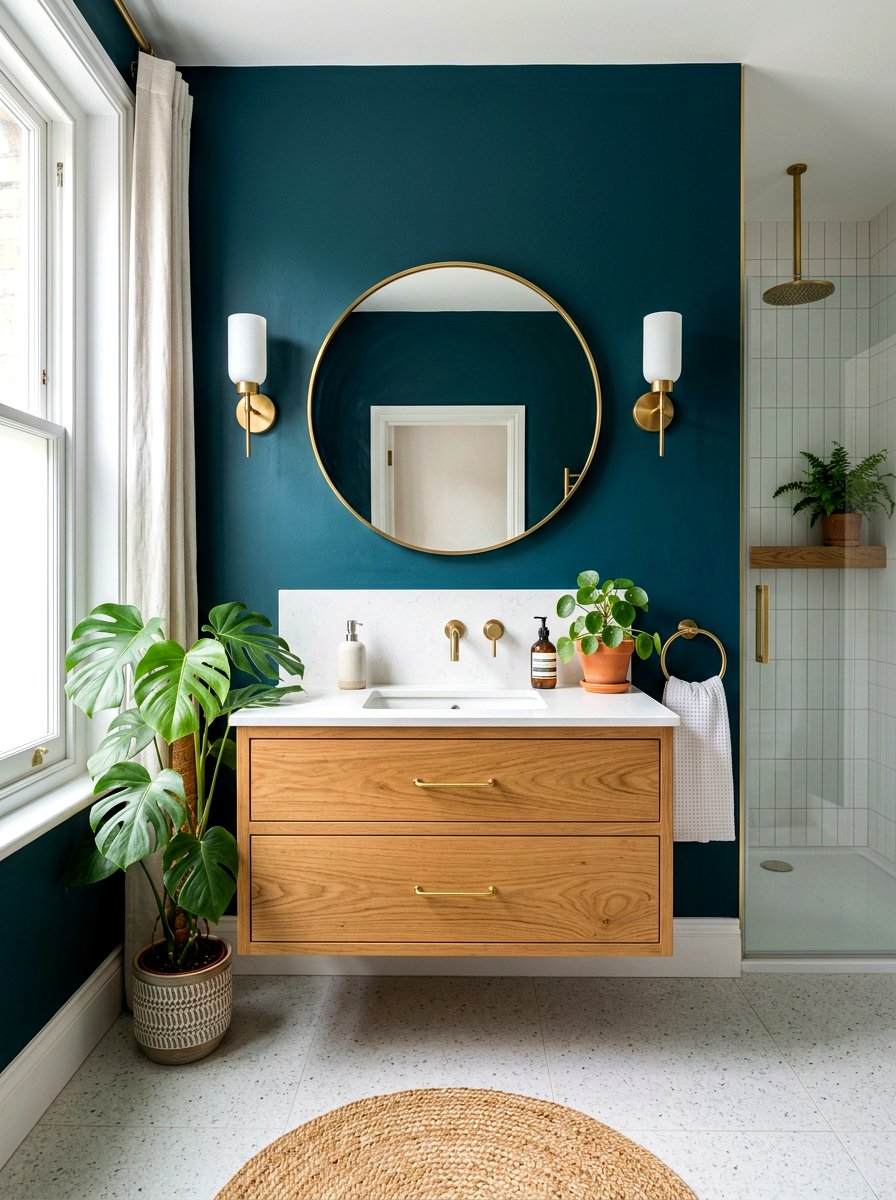 Dark Teal Bathroom - 30 moody bathroom ideas