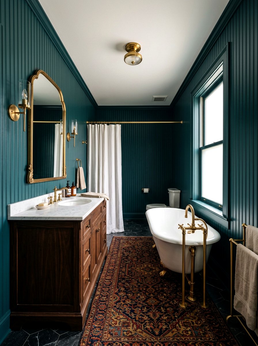 Dark Teal Beadboard Bathroom Walls - 30 beadboard bathroom ideas