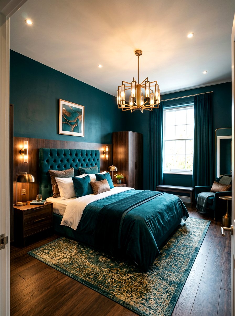 Dark Teal Bedroom - 30 moody hotel bedroom ideas