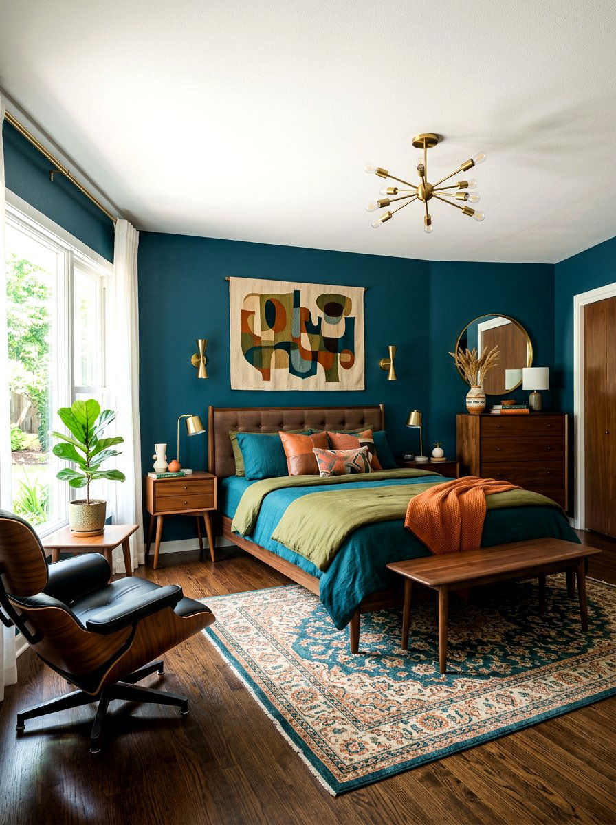 Dark Teal Blue Walls - 30 inky blue bedroom ideas