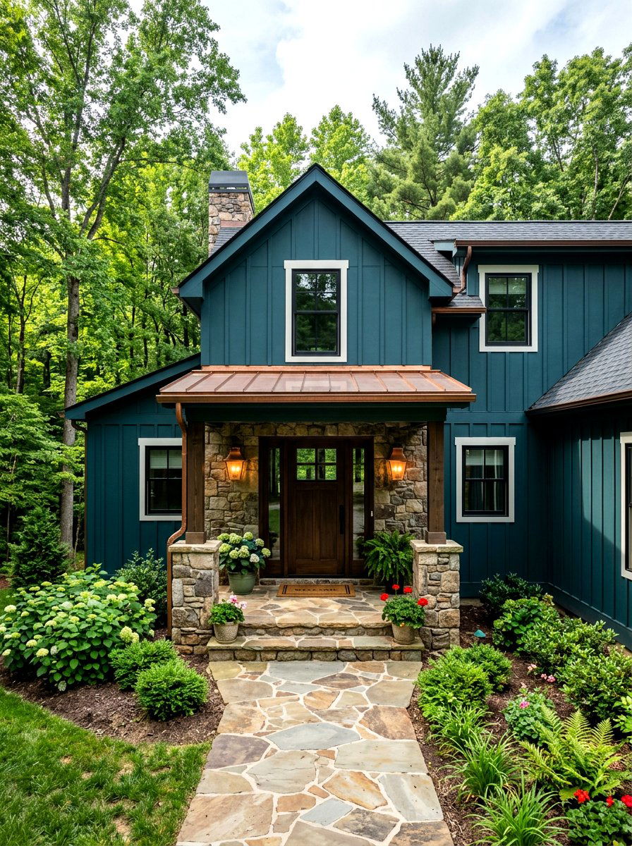 Dark Teal Board And Batten - 30 board and batten exterior ideas