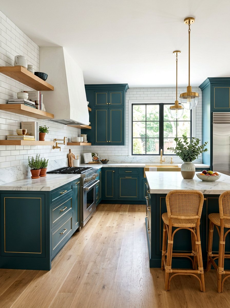 Dark Teal Cabinet Trim Kitchen Walls - 30 contrast trim wall ideas