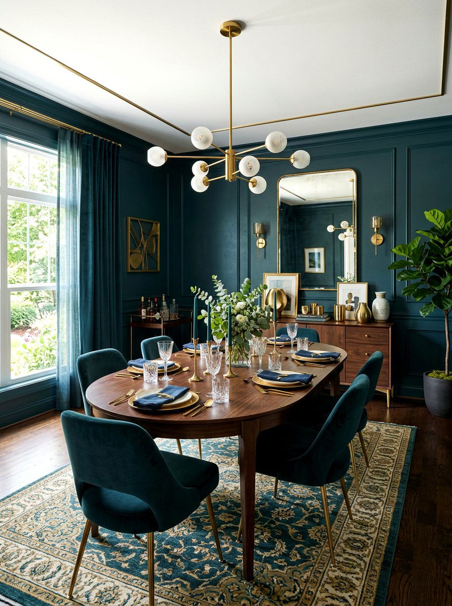 Dark Teal Dining Room - 30 dark moody dining room ideas