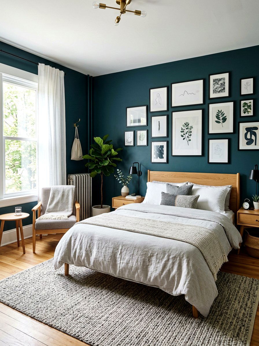 Dark Teal Guest Room - 30 dark moody wall ideas