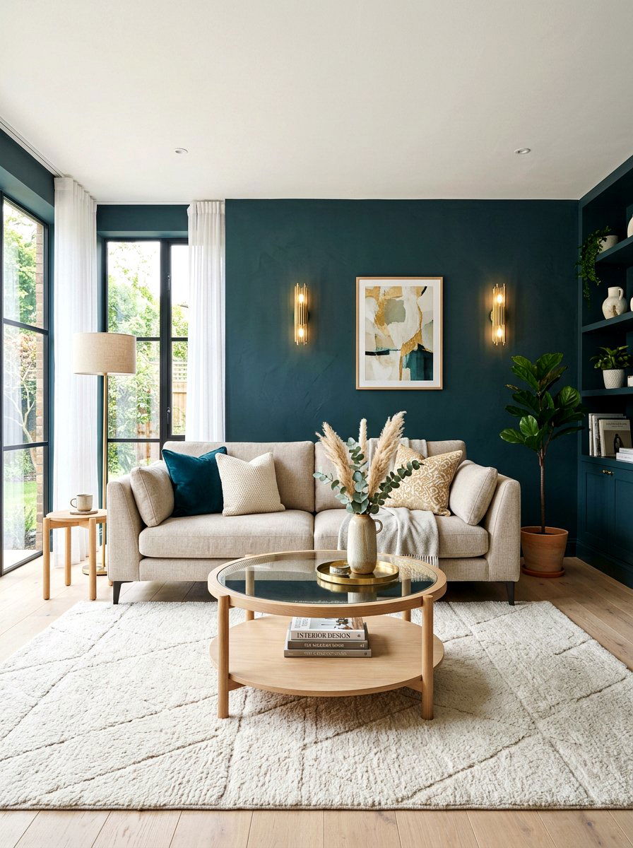 Dark Teal Living Room - 30 teal living room ideas