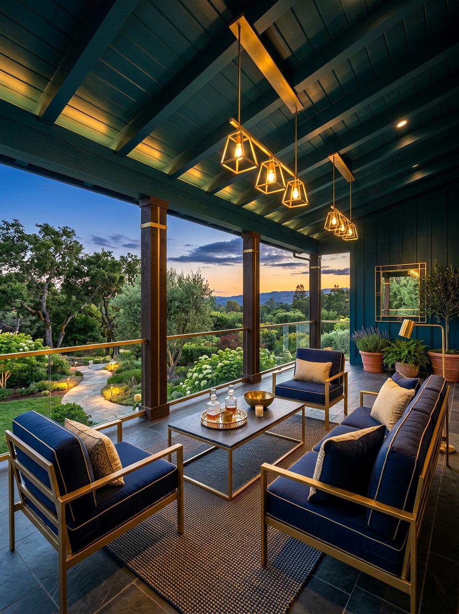 Dark Teal Porch - 30 porch ceiling paint ideas