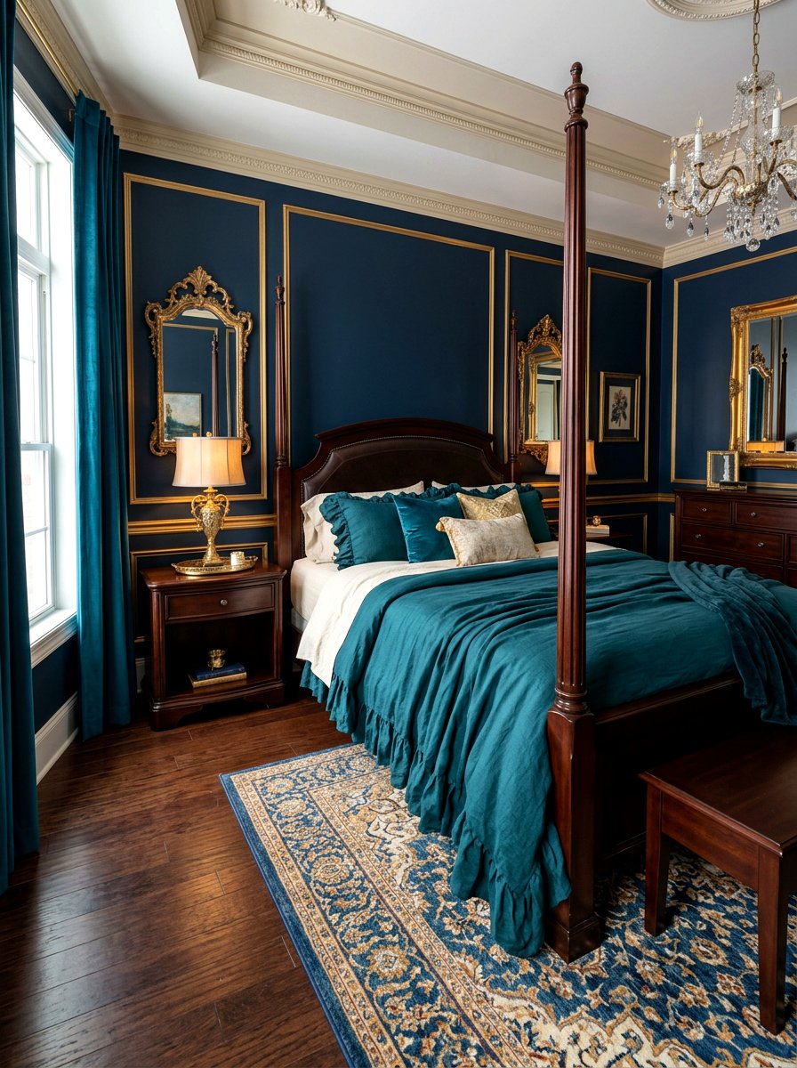 Dark Teal Ruffled Linen Bedding - 30 ruffled linen bedding ideas