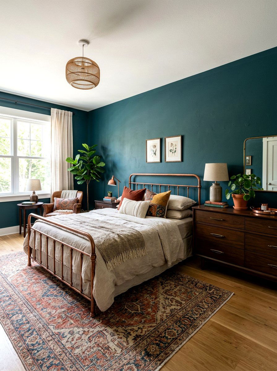 Dark Teal Wall Paint - 30 moody bedroom ideas
