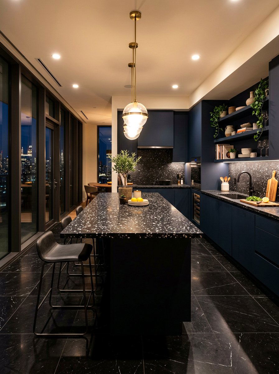 Dark Terrazzo Kitchen - 30 terrazzo kitchen ideas