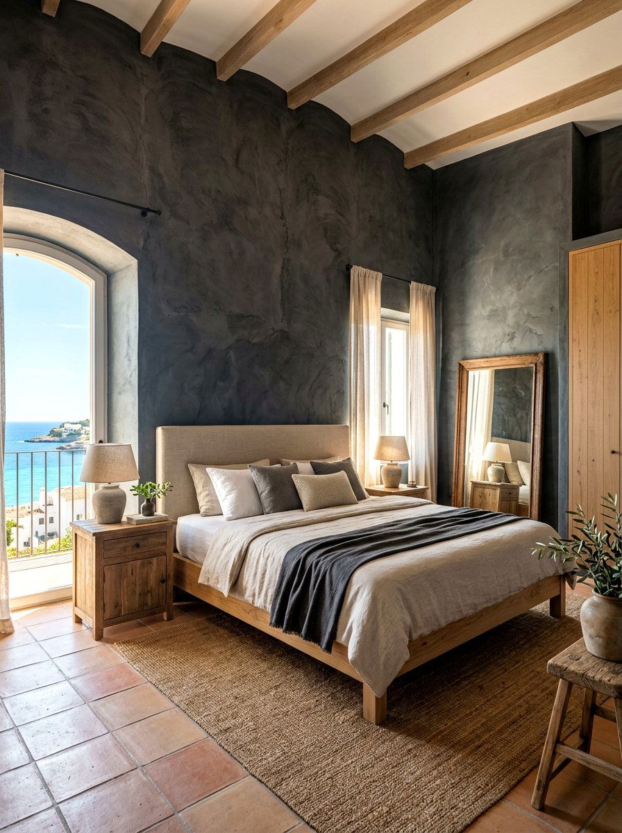Dark Textured Plaster Walls - 30 moody bedroom ideas