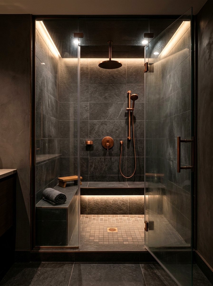 Dark Tile Steam Shower - 30 steam shower bathroom ideas