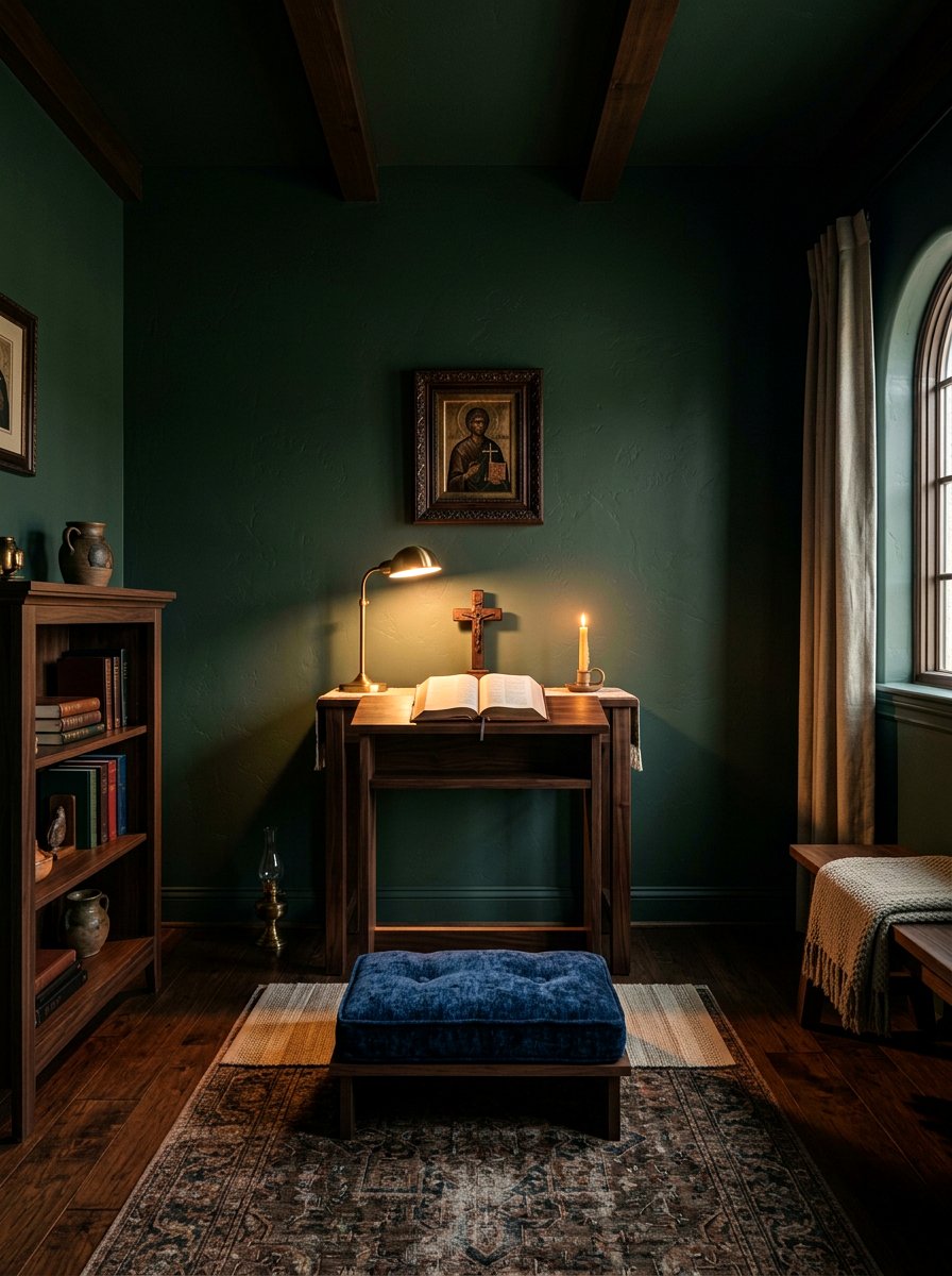 Dark Toned Contemplative Prayer Room - 30 prayer room ideas