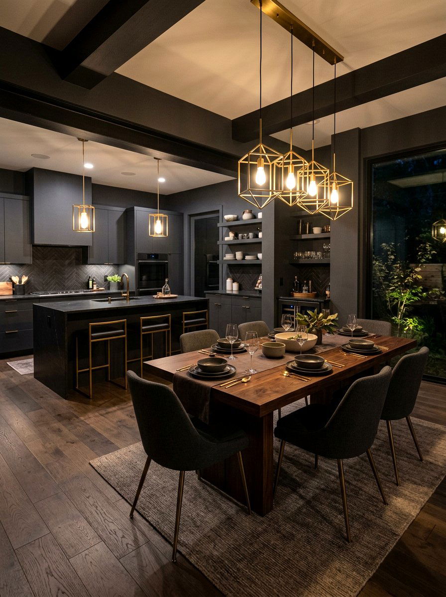 Dark Toned Kitchen Dining - 30 kitchen dining area ideas
