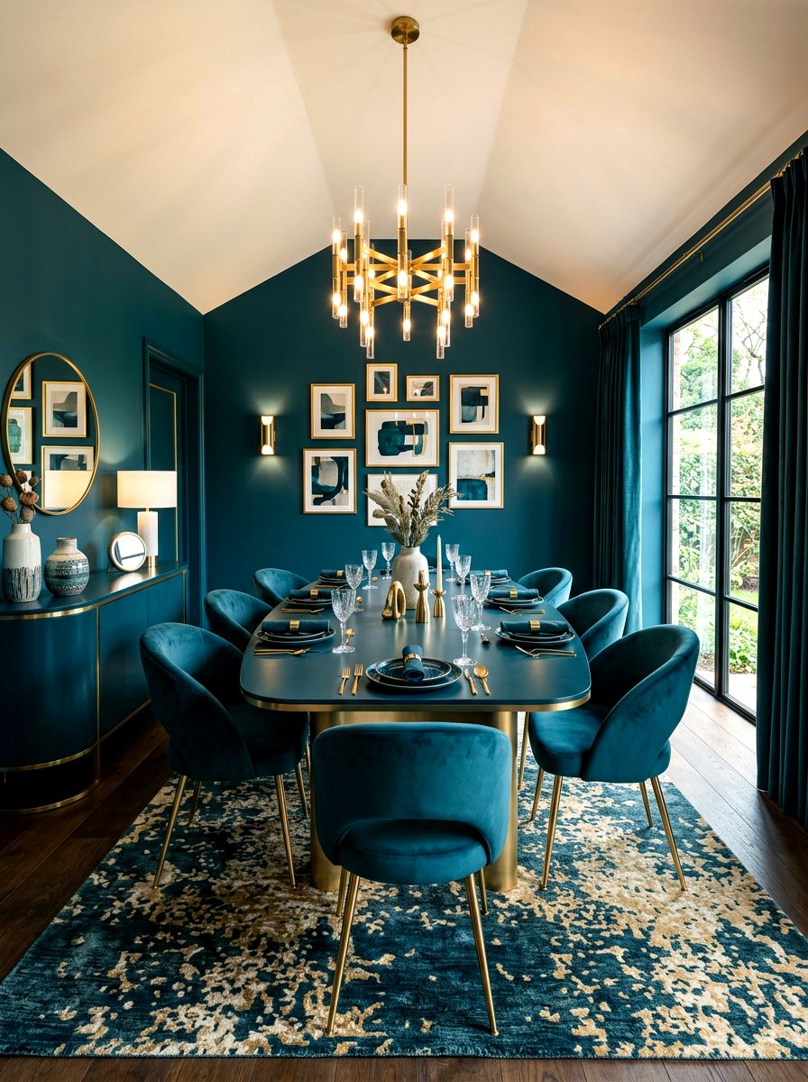 Dark Turquoise Dining Room - 30 saturated dining room ideas