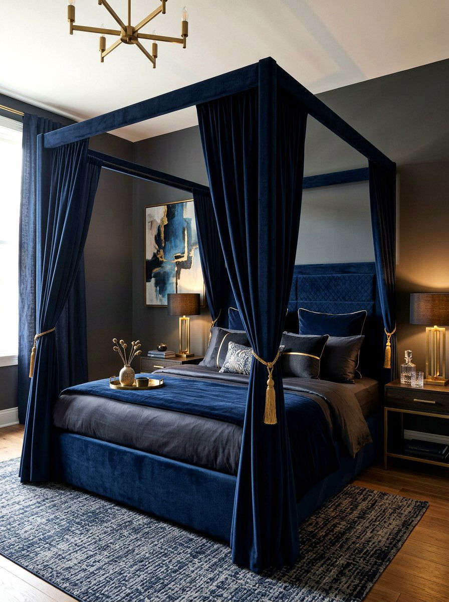 Dark Velvet Canopy Bed - 30 statement canopy bed bedroom ideas