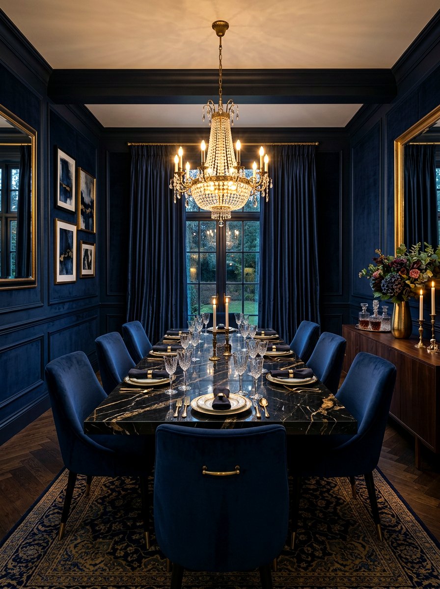Dark Velvet Dining Room - 30 dark moody dining room ideas