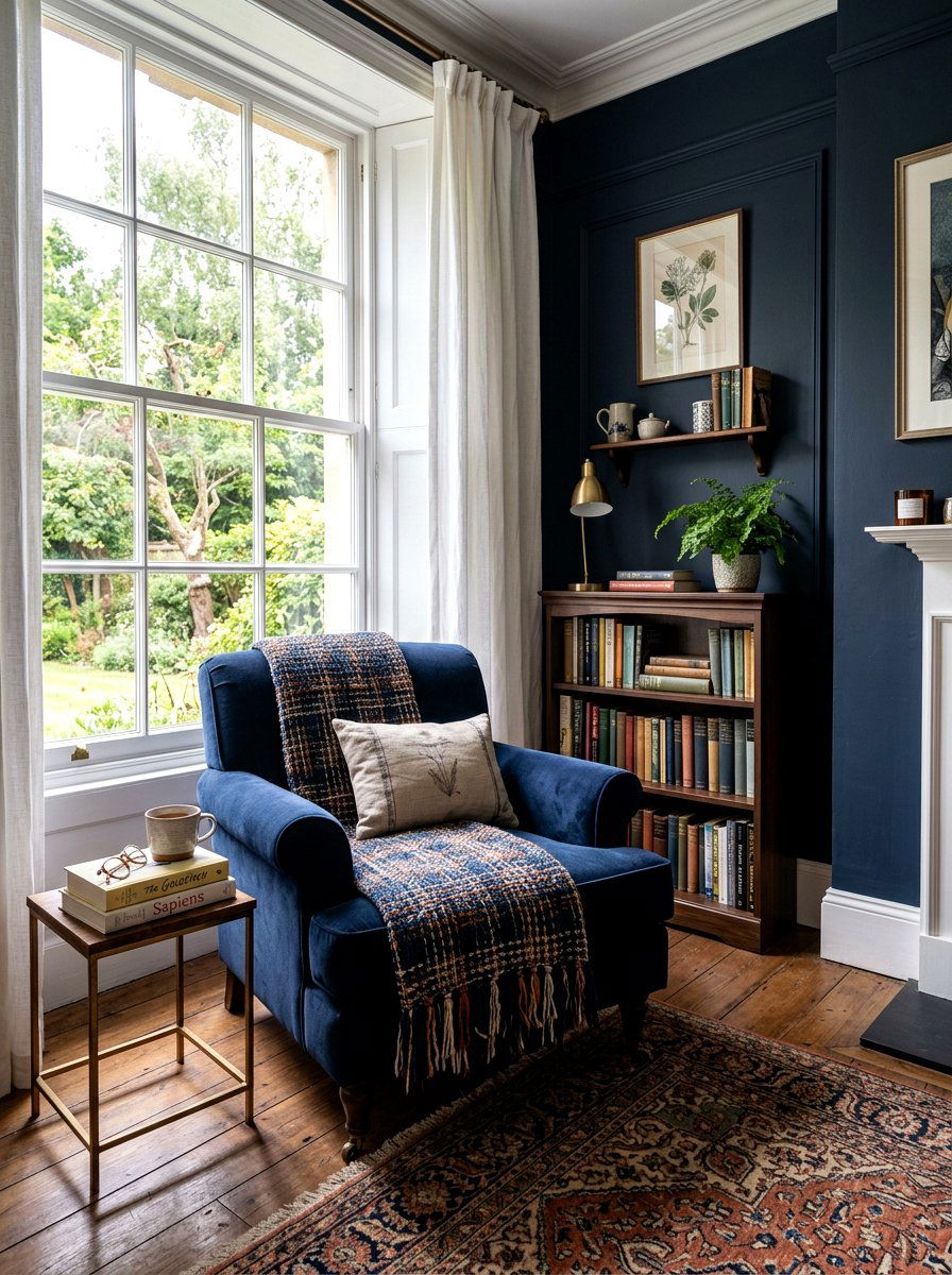 Dark Velvet Reading Nook - 30 dark romantic Halloween home ideas
