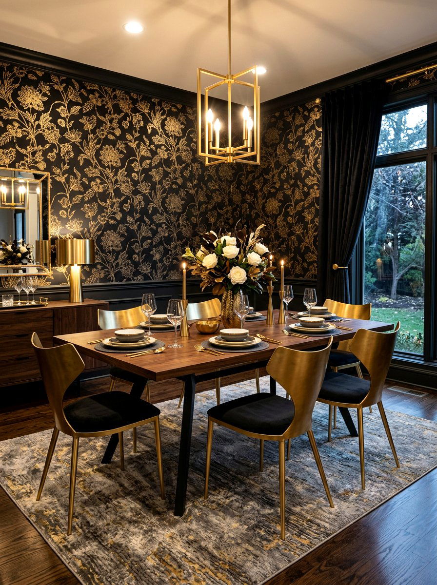 Dark Wallpaper Dining Room - 30 dark moody dining room ideas
