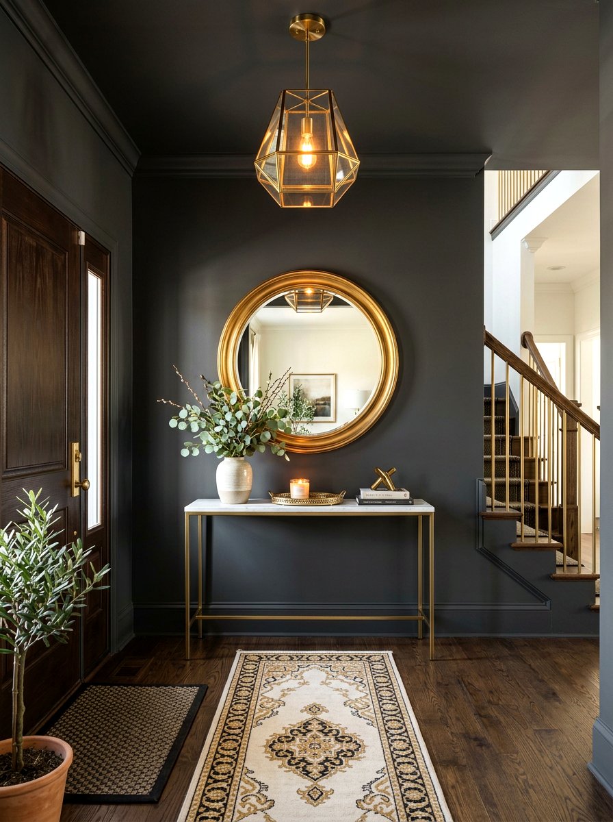 Dark Walls Entryway - 30 welcoming entryway ideas