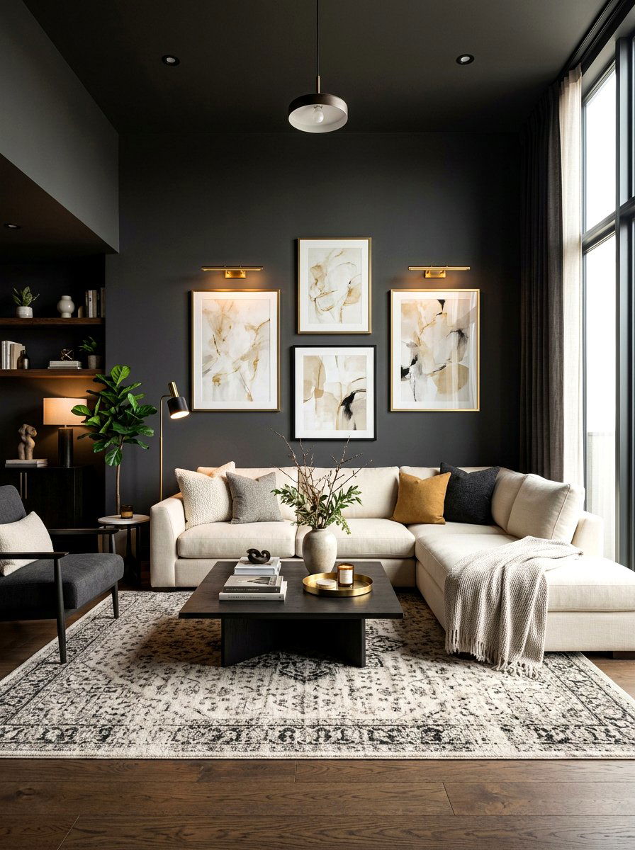 Dark Walls Living Room Cream Sofa - 30 cream sofa living room ideas