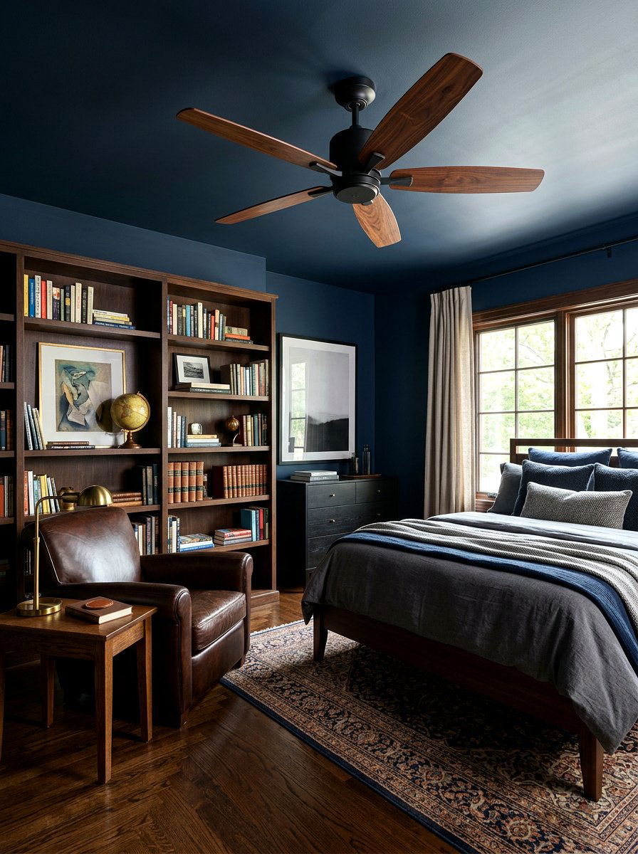 Dark Walnut Ceiling Fan - 30 bedroom ceiling fan ideas