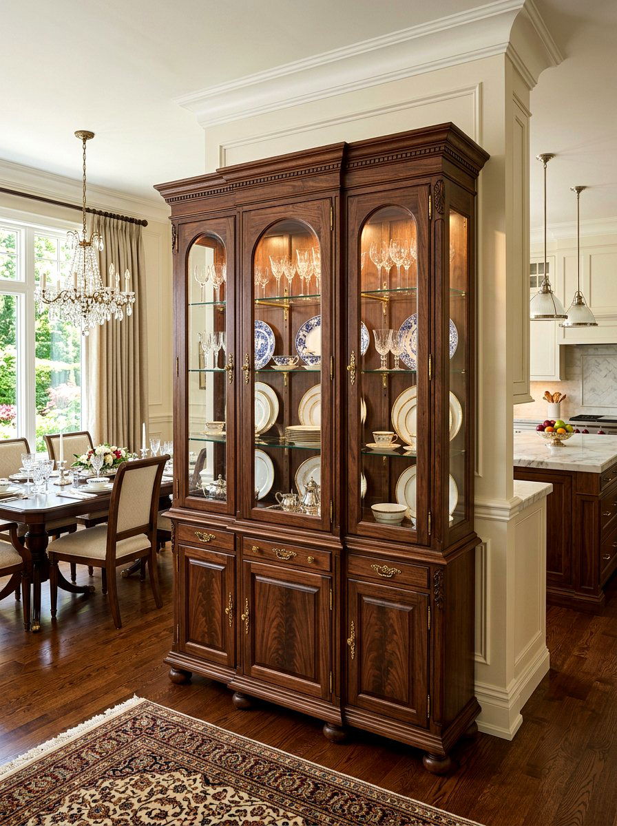 Dark Walnut China Cabinet - 30 freestanding kitchen cabinet ideas