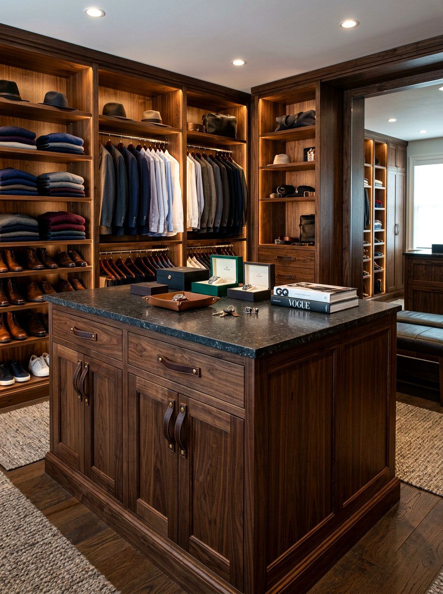Dark Walnut Closet Island - 30 closet island ideas