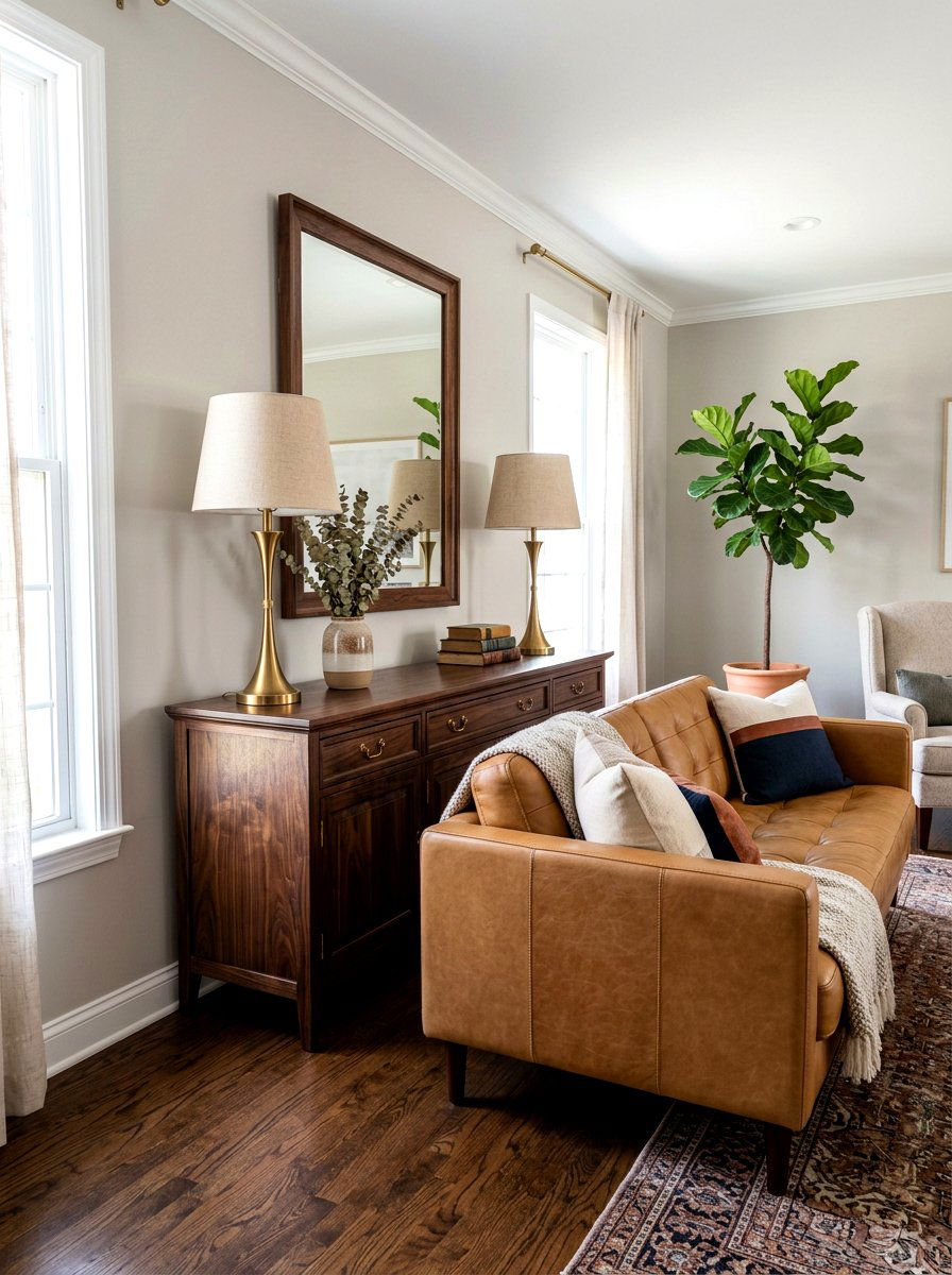 Dark Walnut Console Table - 30 sofa table ideas