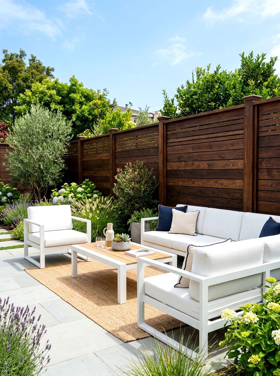 Dark Walnut Fence - 30 horizontal fence ideas