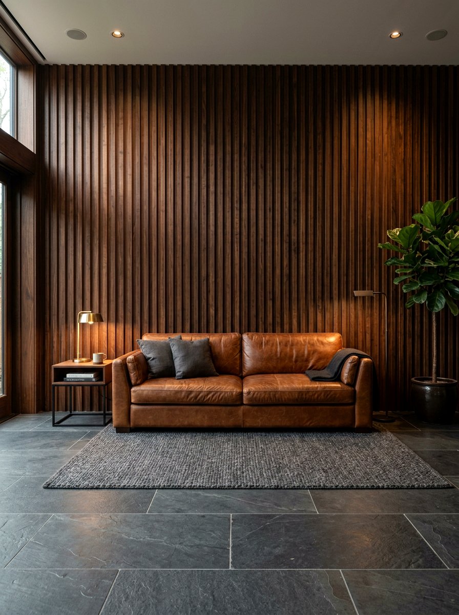 Dark Walnut Fluted Wall - 30 fluted wood wall ideas