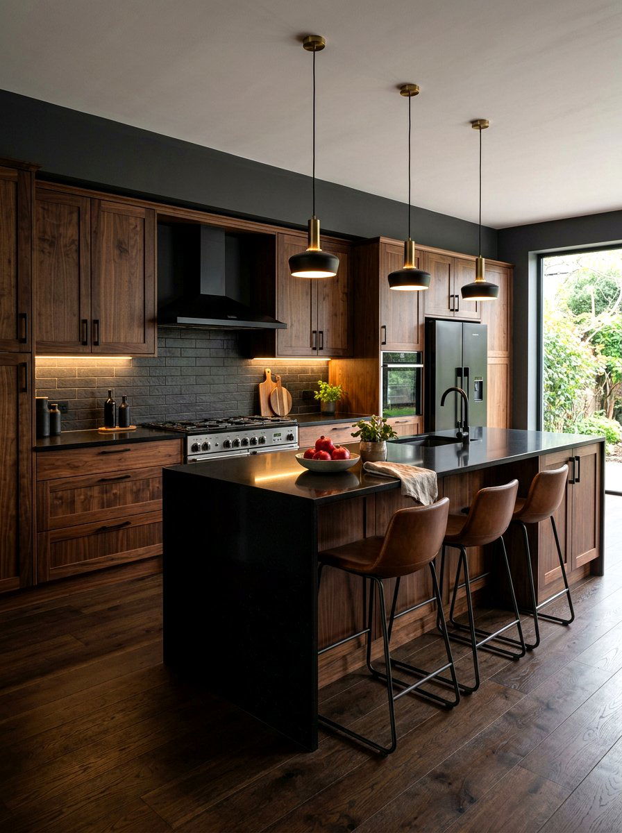 Dark Walnut Kitchen - 30 walnut kitchen cabinet ideas
