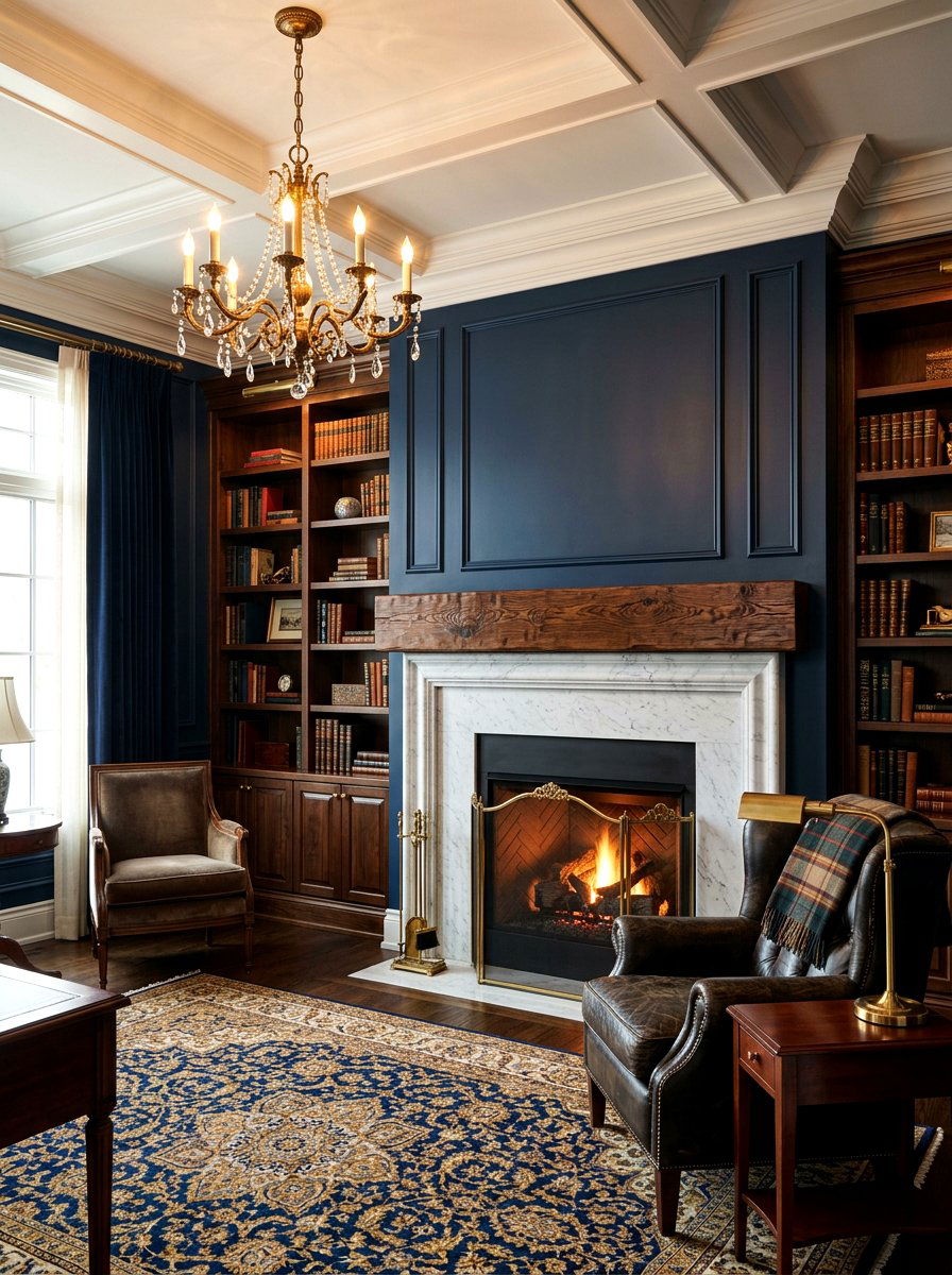 Dark Walnut Mantel - 30 wood mantel beam ideas