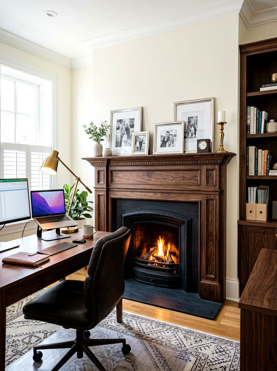 Dark Walnut Mantel - 30 traditional fireplace mantel ideas