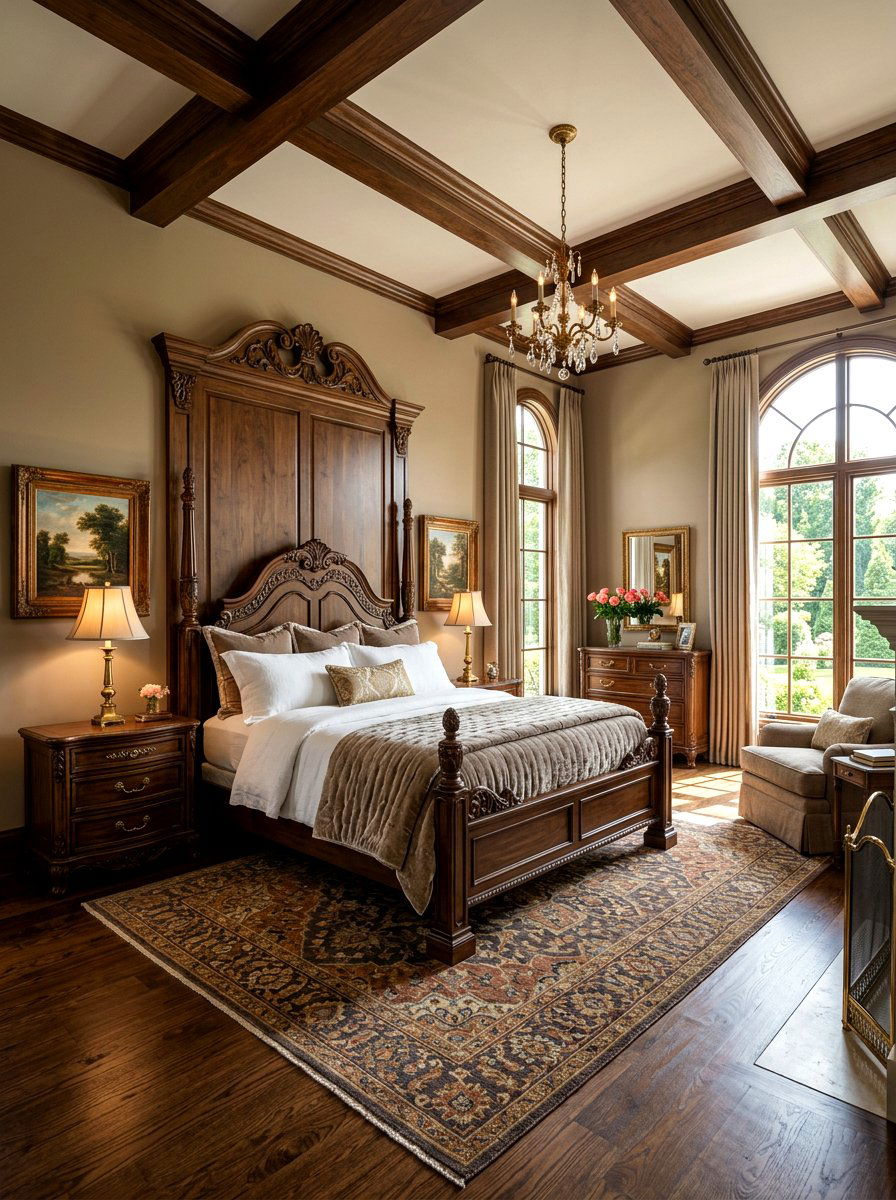 Dark Walnut Traditional Bedroom - 30 old money bedroom ideas