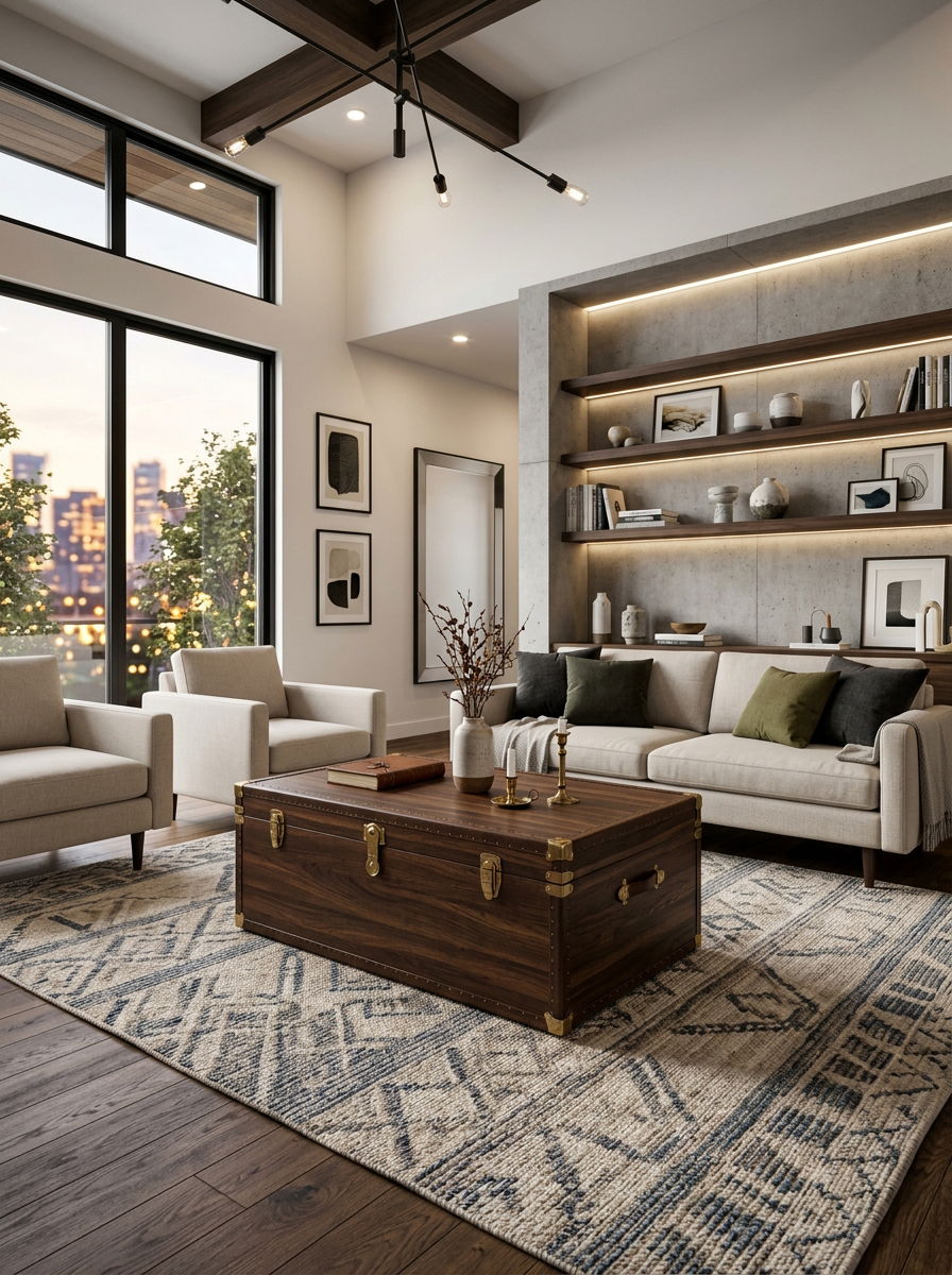 Dark Walnut Trunk - 30 trunk coffee table ideas