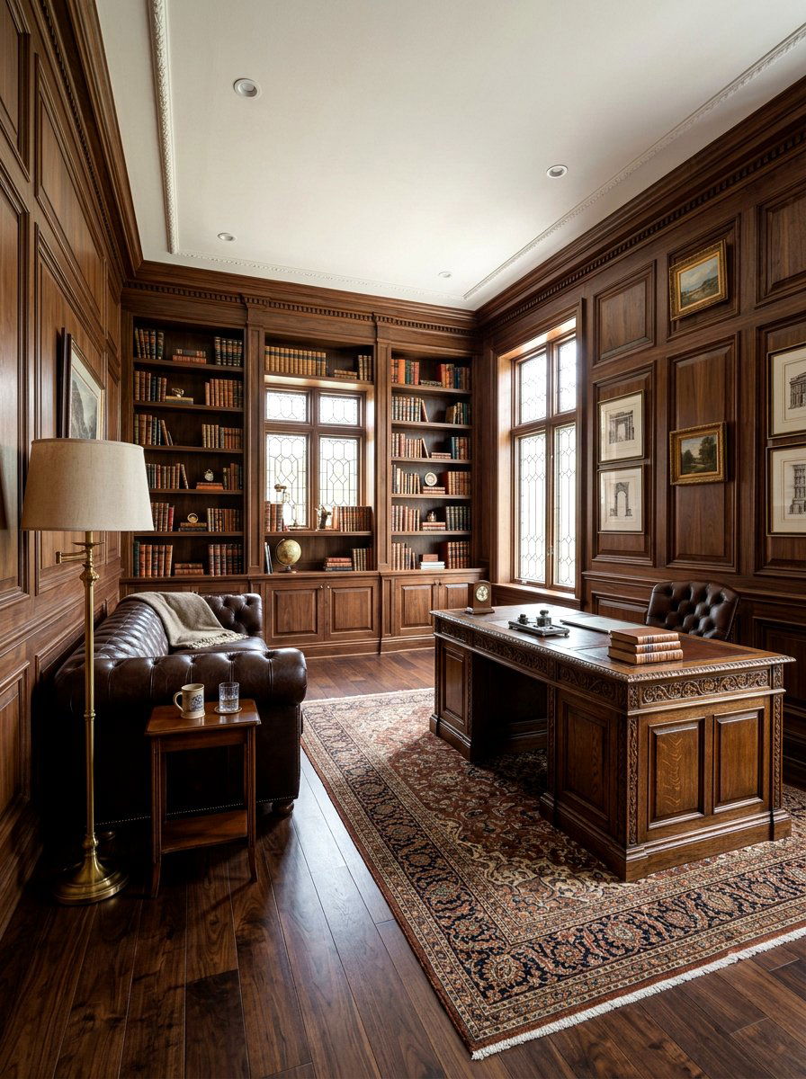 Dark Walnut Wall Paneling - 30 half wall paneling ideas