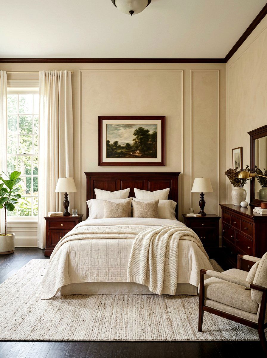 Dark Wood And Beige Bedroom - 30 tonal beige bedroom ideas