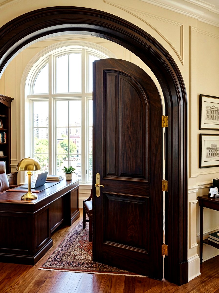 Dark Wood Arched Office Door - 30 arched doorway ideas