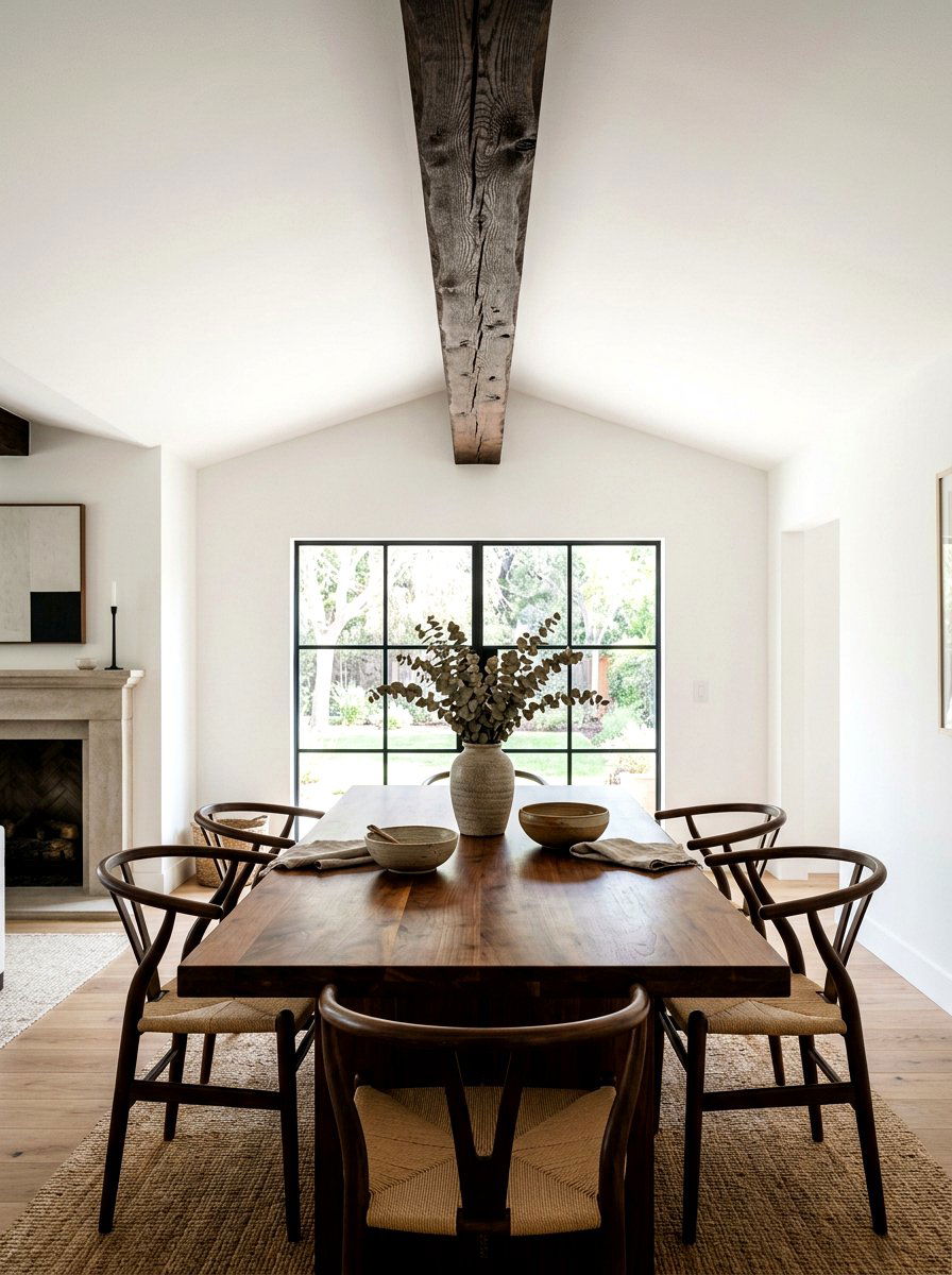 Dark Wood Beam - 30 rustic dining room ideas
